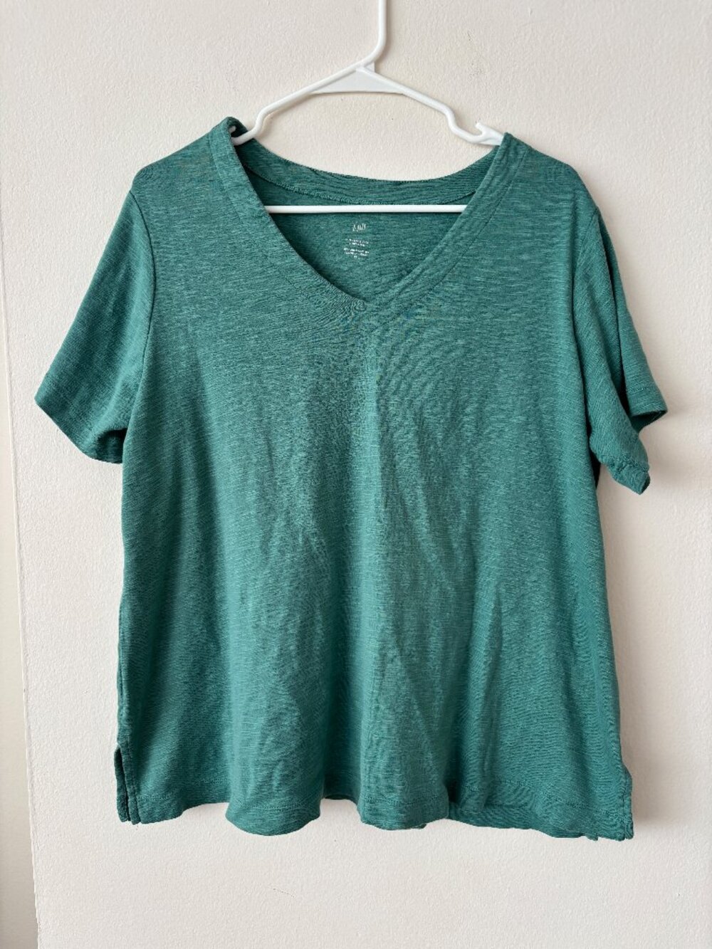 J. Jill Pima Cotton Slub Knit V-Neck Tee - Size XL